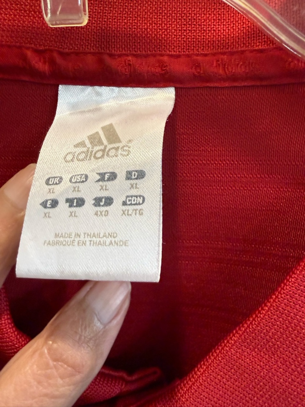 adidas Men's Red Striped Performance Polo - Picture 4 of 5